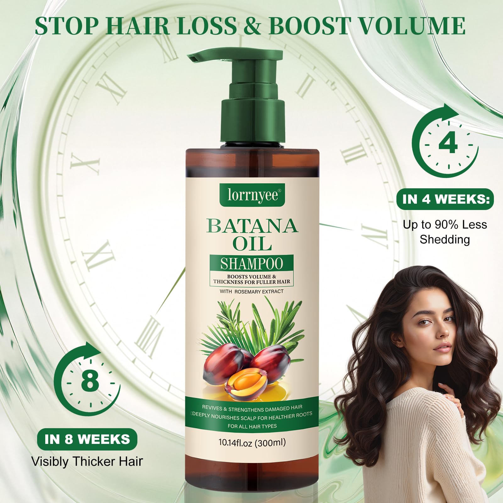 Lorrnyee shampooing batana, ingrédients romarin visibles pour une routine naturelle