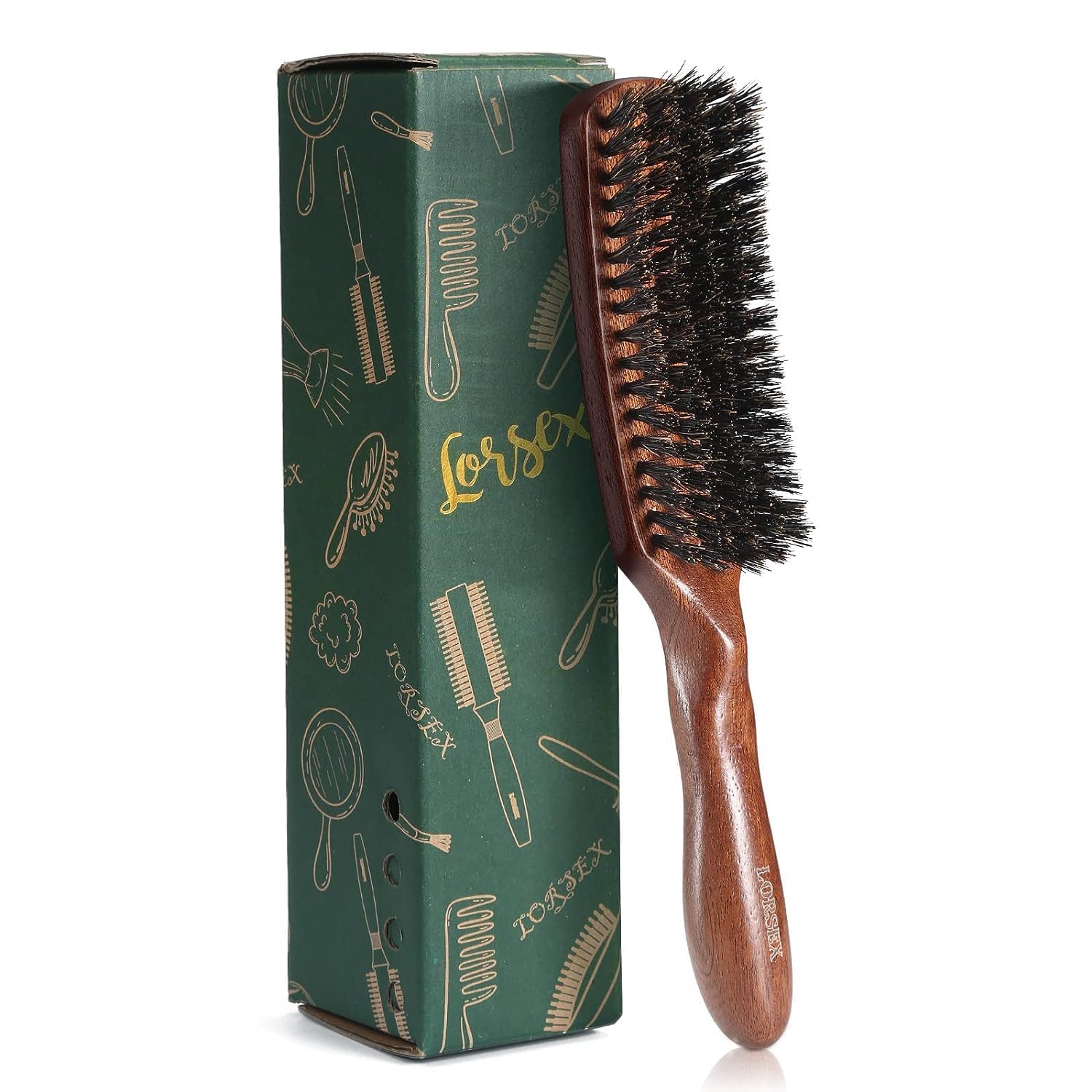 Brosse LORSEX en poils de sanglier naturels pour cheveux sains.
