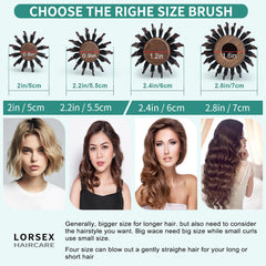 Brosse ronde LORSEX: poils de sanglier et nylon flexibles démêlent sans cassure