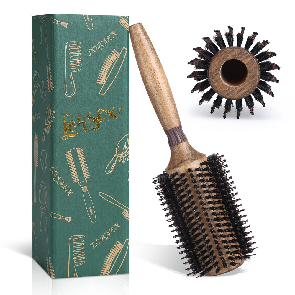 Brosse ronde LORSEX avec poils de sanglier pour brillance durable