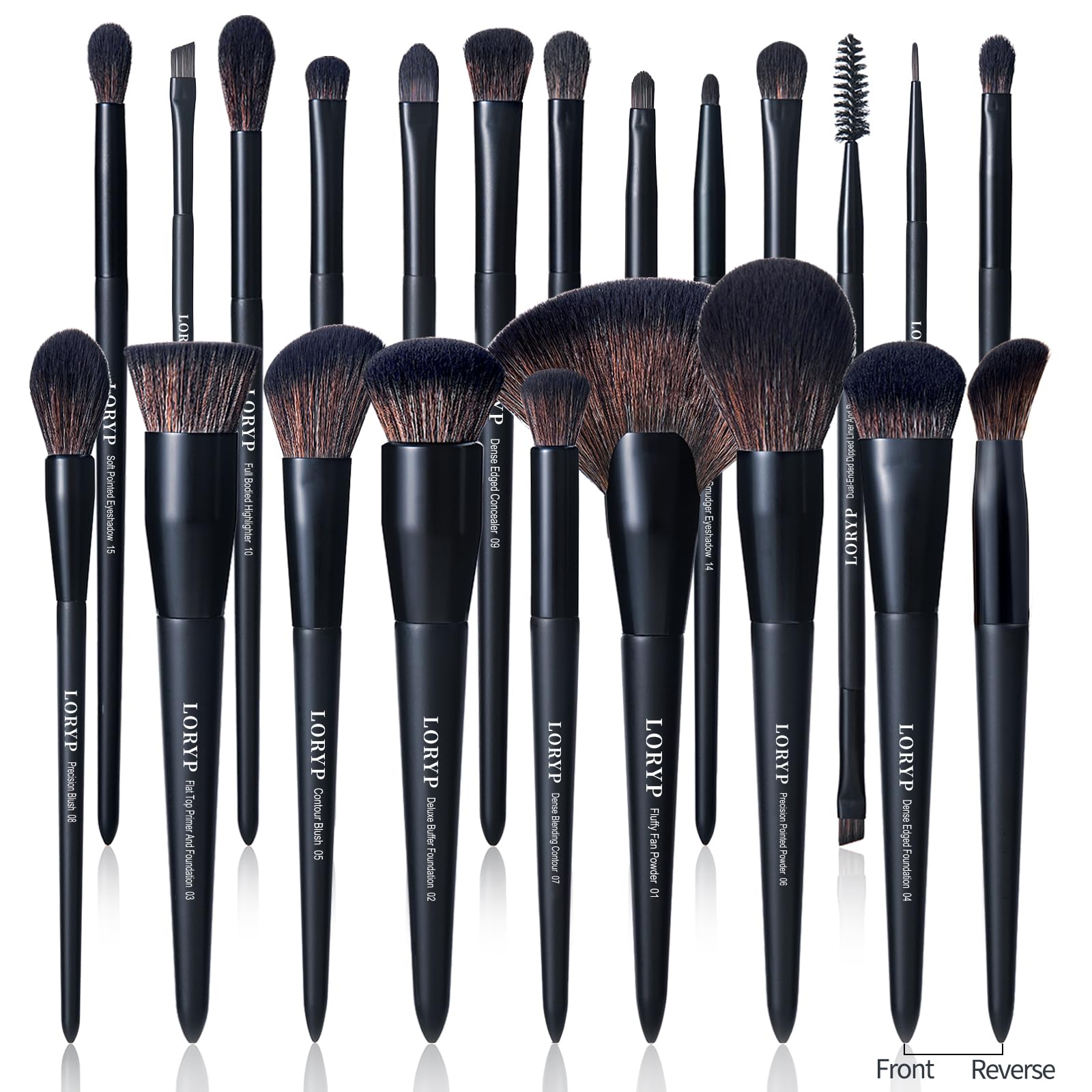 Ensemble LORYP pinceaux maquillage noir 21 pièces – accessoire polyvalent pour teint parfait.