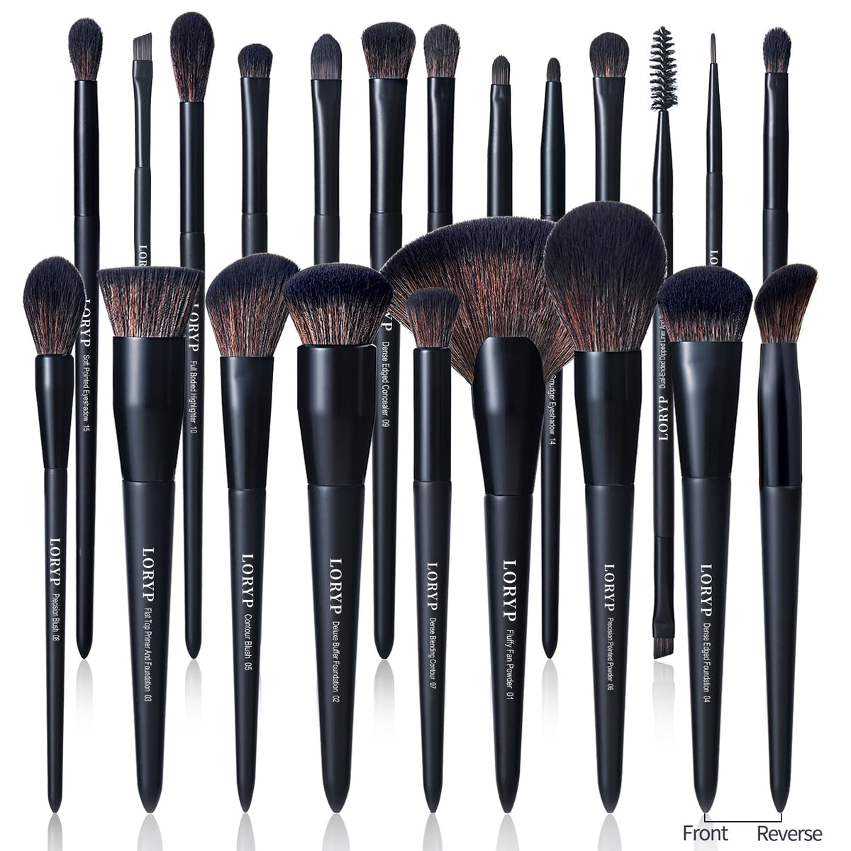 Ensemble LORYP pinceaux maquillage noir 21 pièces – accessoire polyvalent pour teint parfait.