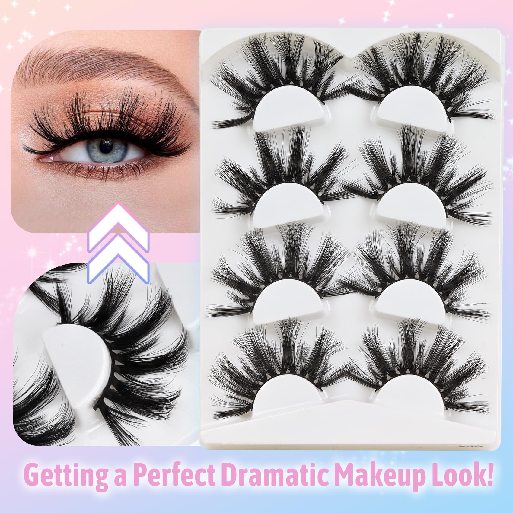 Cils Losha, lot de 4 paires pratique pour plusieurs jours.