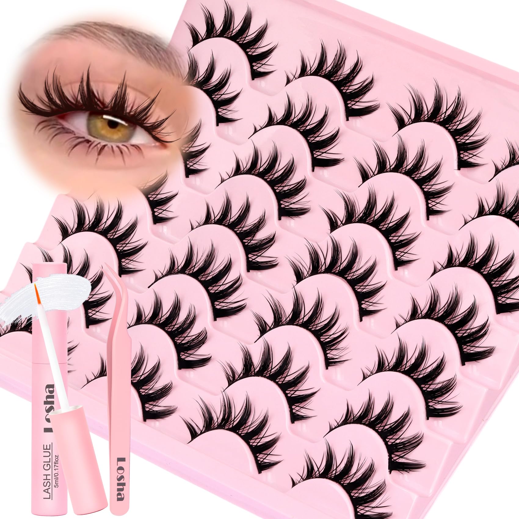 Losha cils manga à pics – aperçu de 14 paires prête à un look manga doux et naturel.