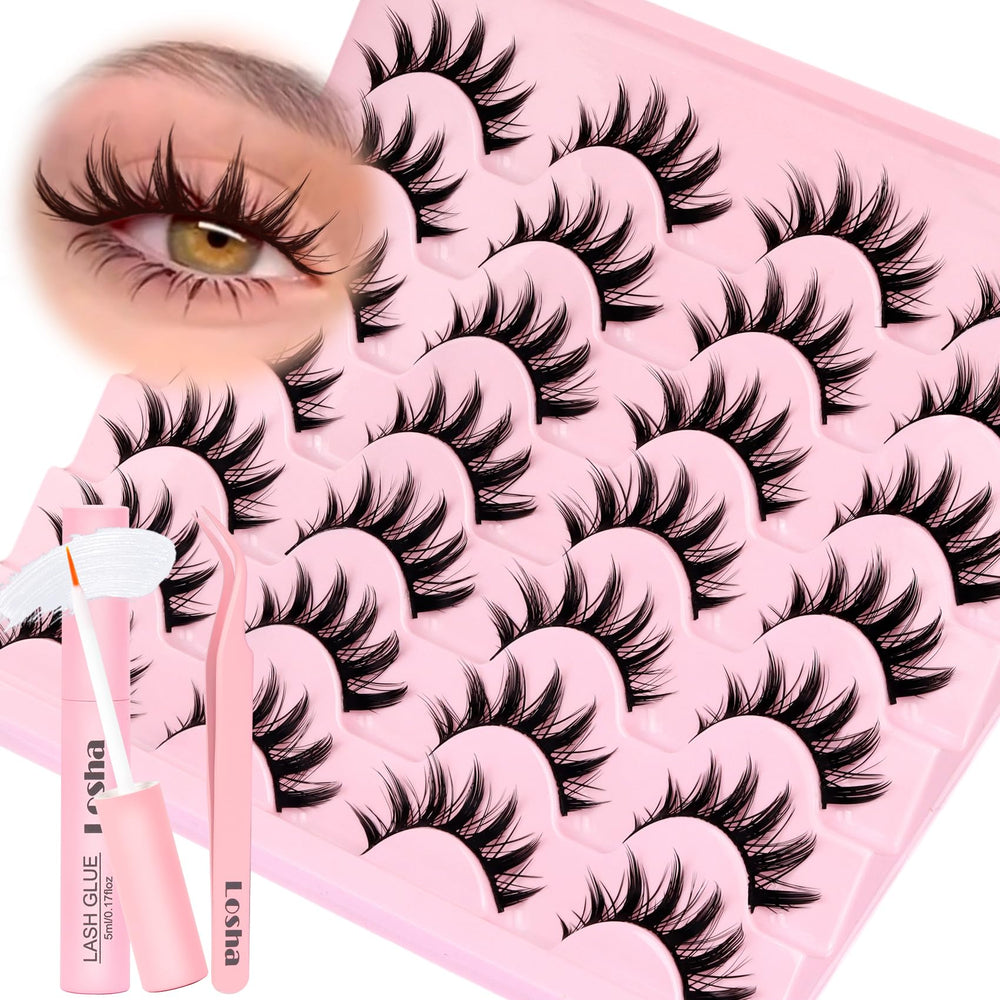 Losha cils manga à pics – aperçu de 14 paires prête à un look manga doux et naturel.