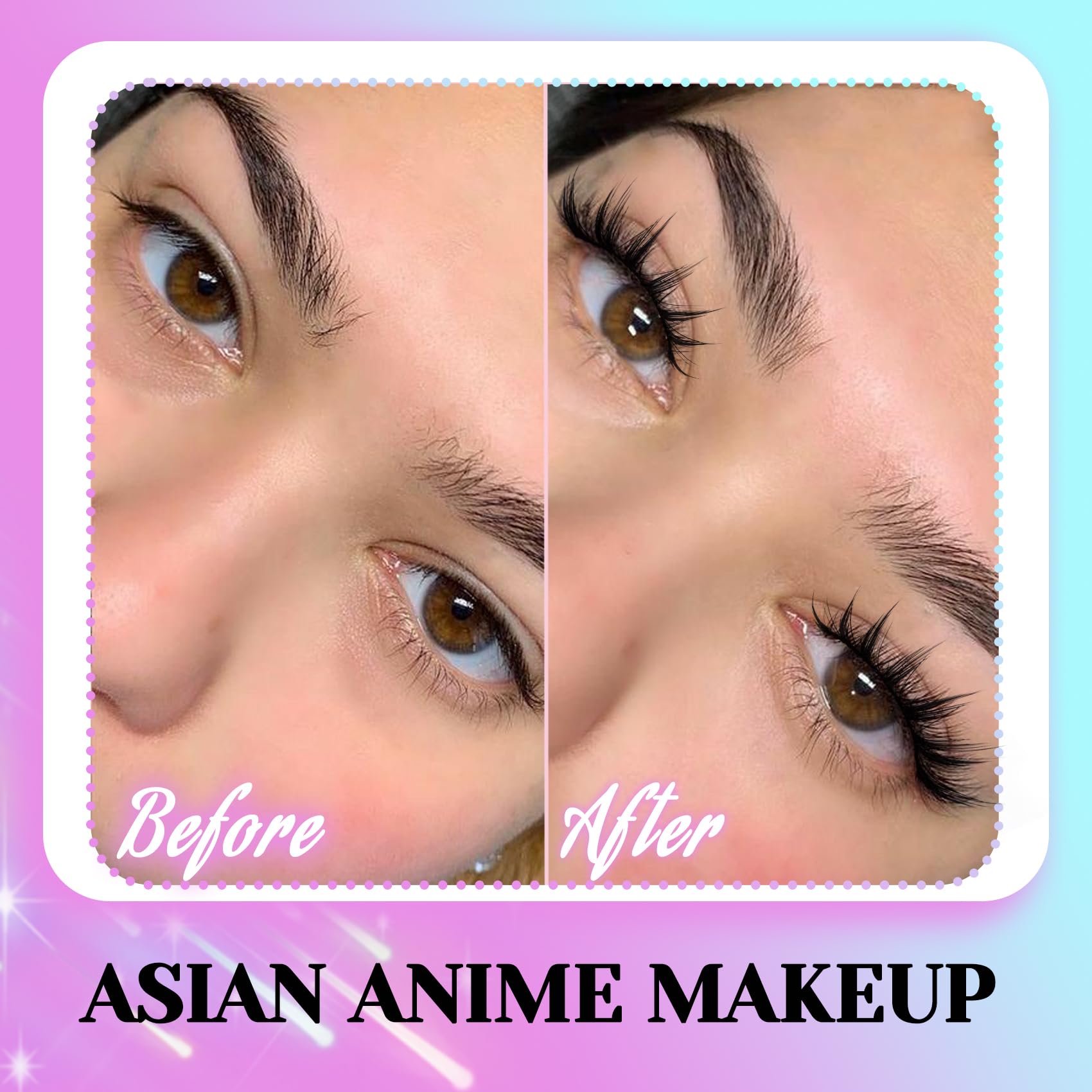 Losha cils naturels inspirés d'anime en croisillon – volume discret et effet yeux agrandis.