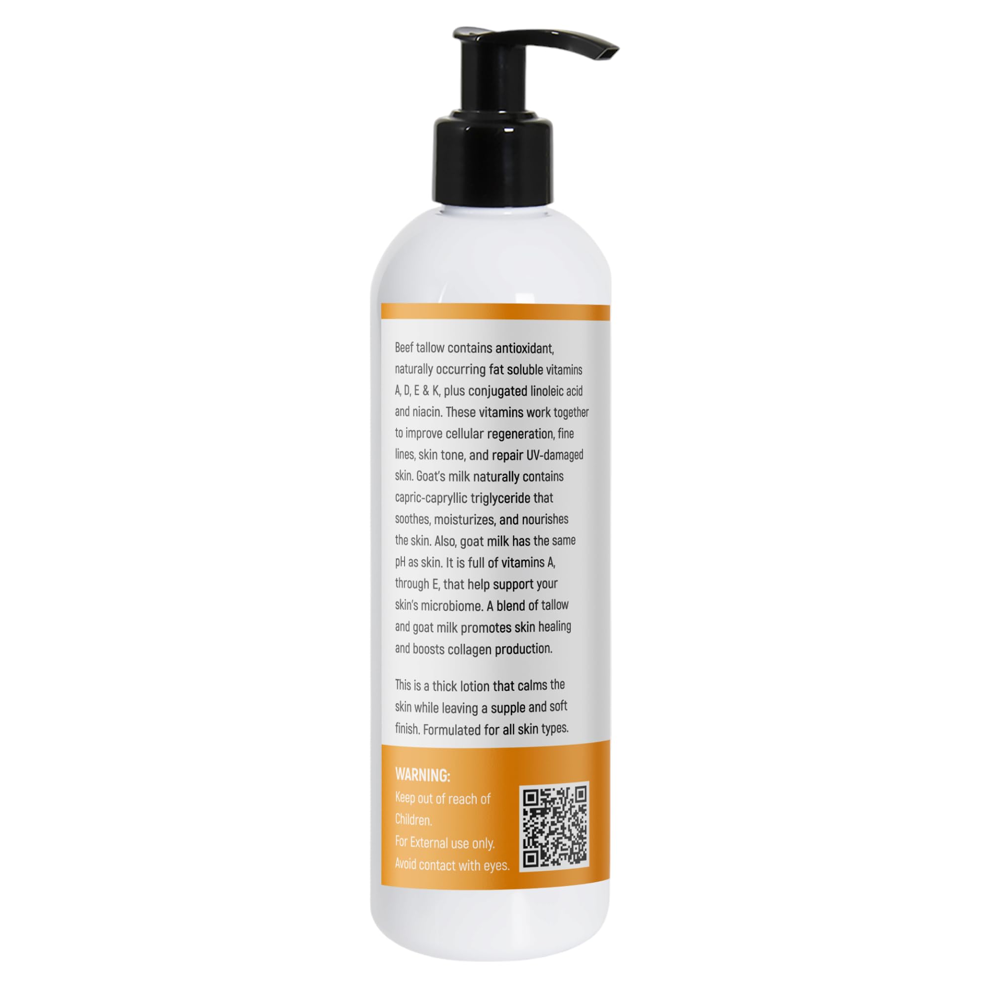 Application douce de la lotion gras boeuf lait chèvre sur les mains.