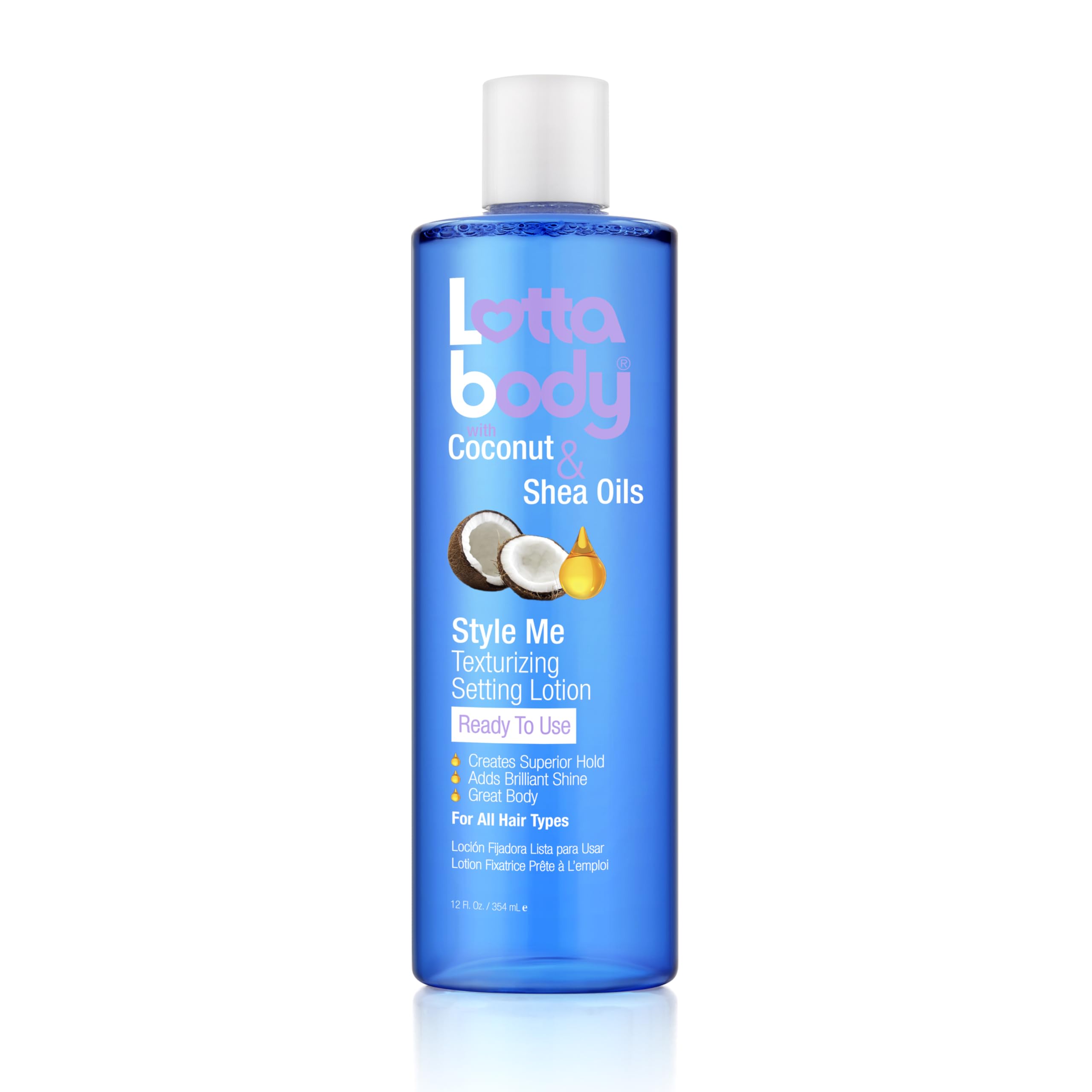 Lottabody lotion texturisante dans sa bouteille pour un coiffage durable.