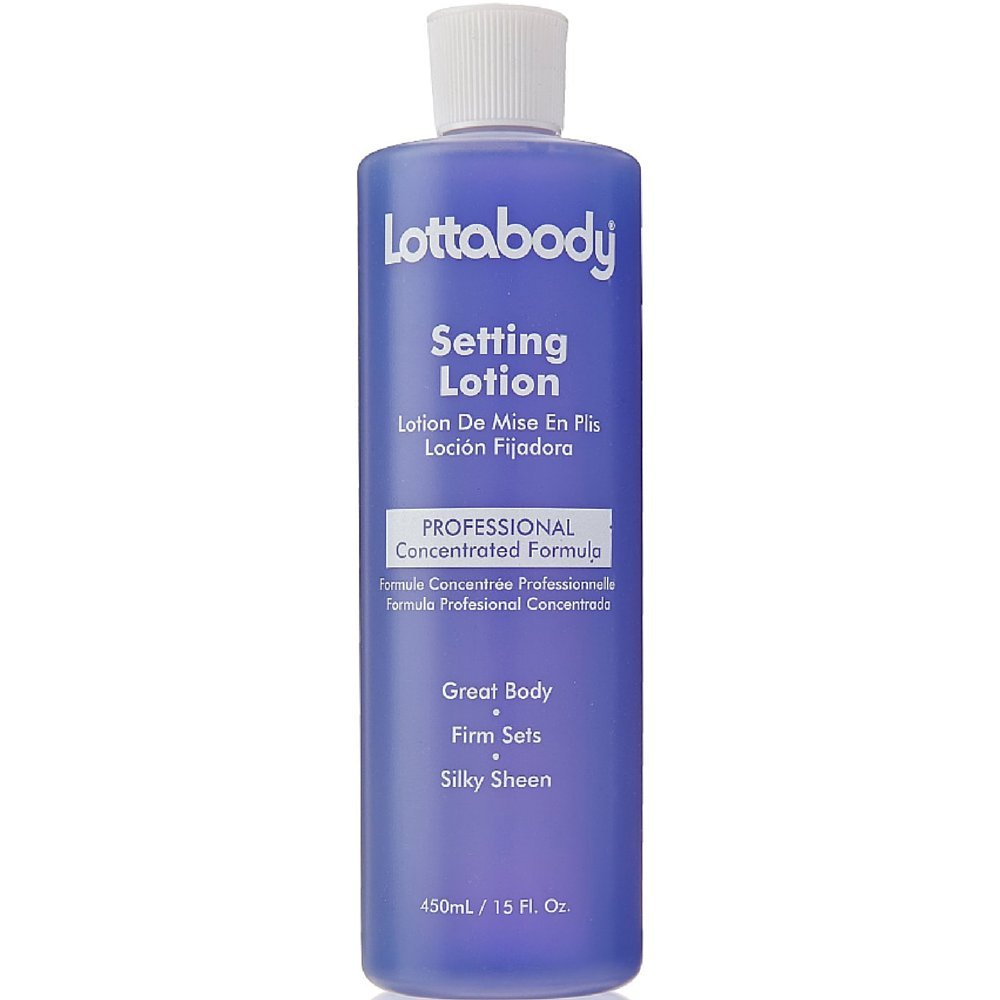 Lottabody Setting Lotion – bouteille élégante pour une brillance satinée durable.