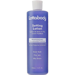 Lottabody Setting Lotion – bouteille élégante pour une brillance satinée durable.