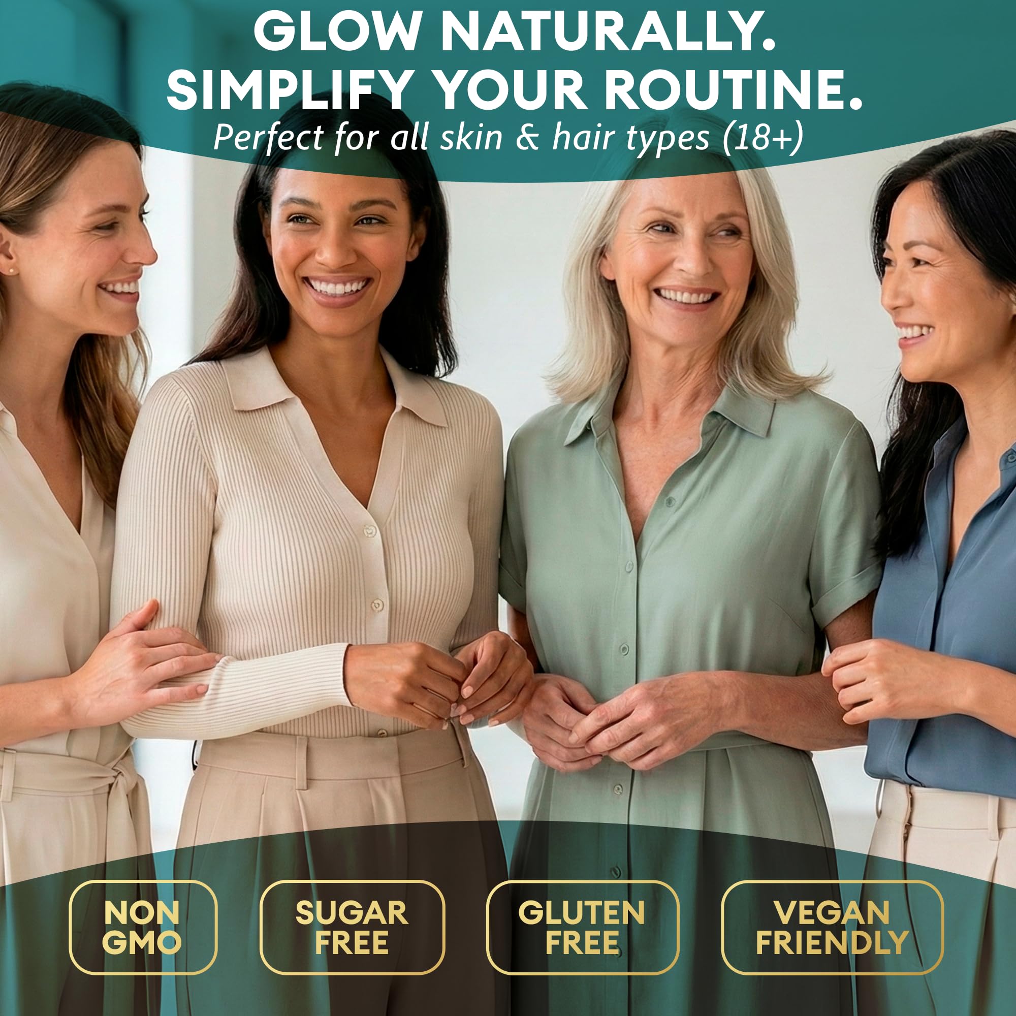 Solution simplifiée pour cheveux et visage, routine rapide et efficace.