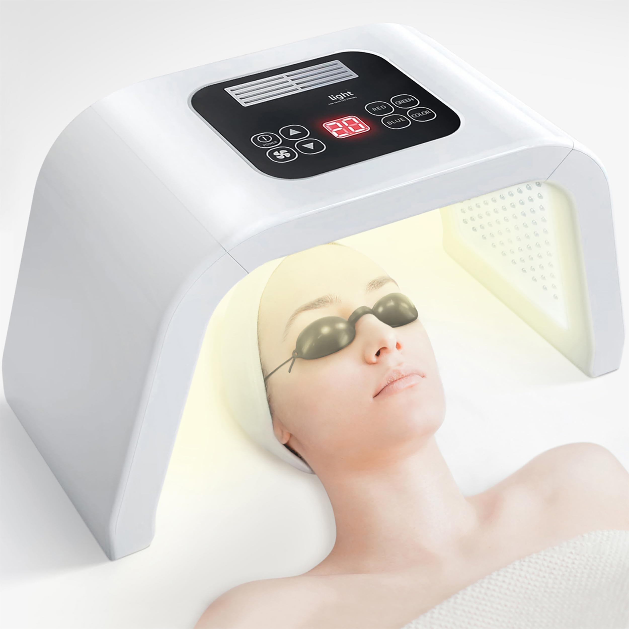 Masque LOUDYKACA luminothérapie rouge visage pour un teint plus éclatant.