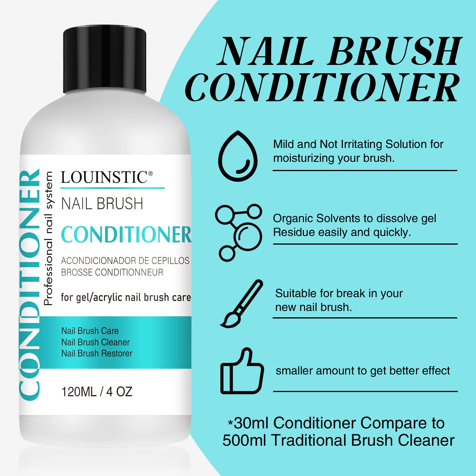 LOUINSTIC conditionneur-pinceau-acrylique préserve les fibres