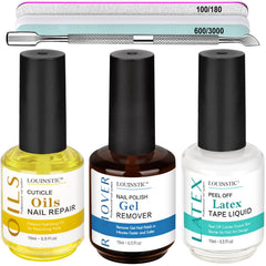 LOUINSTIC démaquillant gel bouteille: élimination rapide et douce du vernis gel.