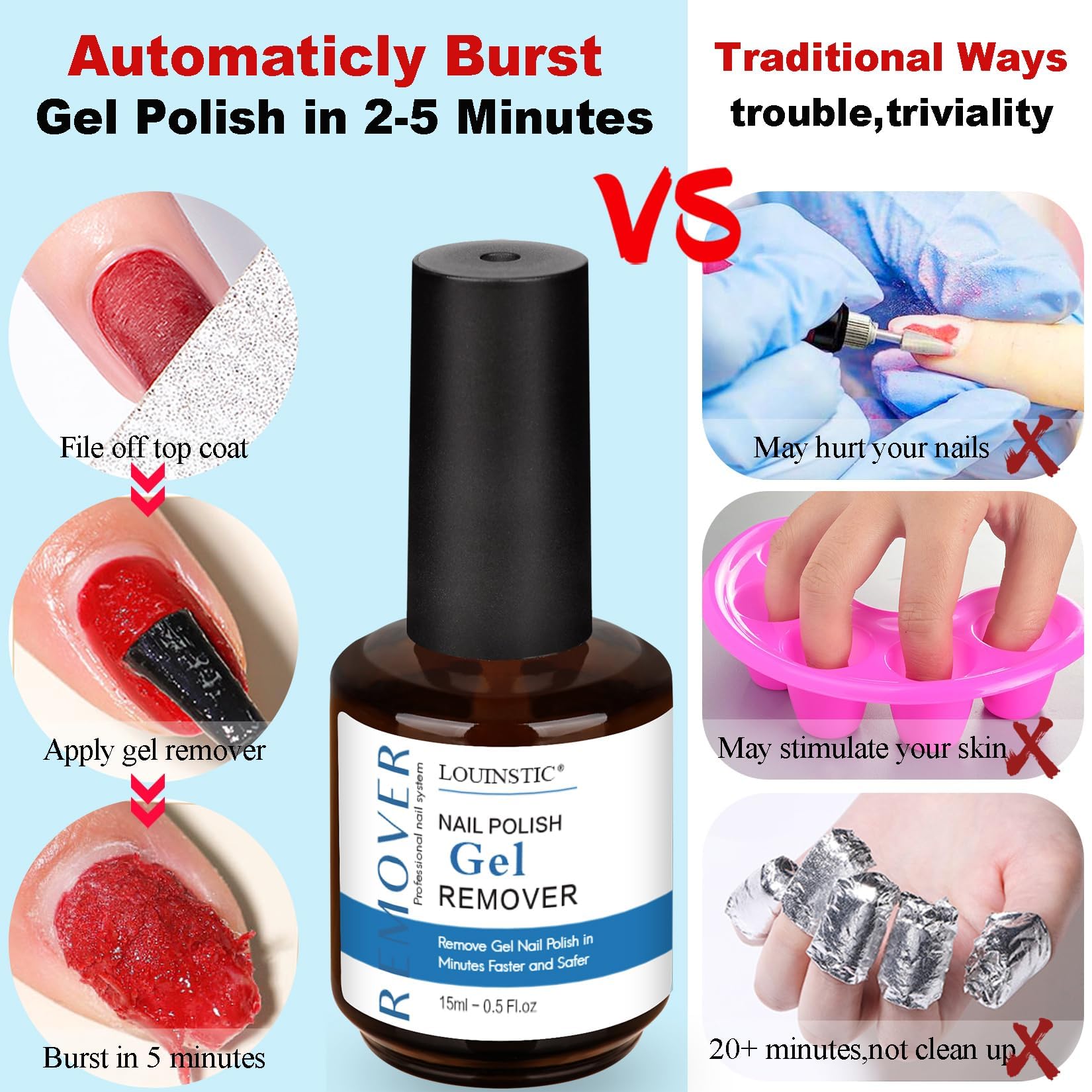 LOUINSTIC grattoir-vernis-ongles retire le gel sans effort.