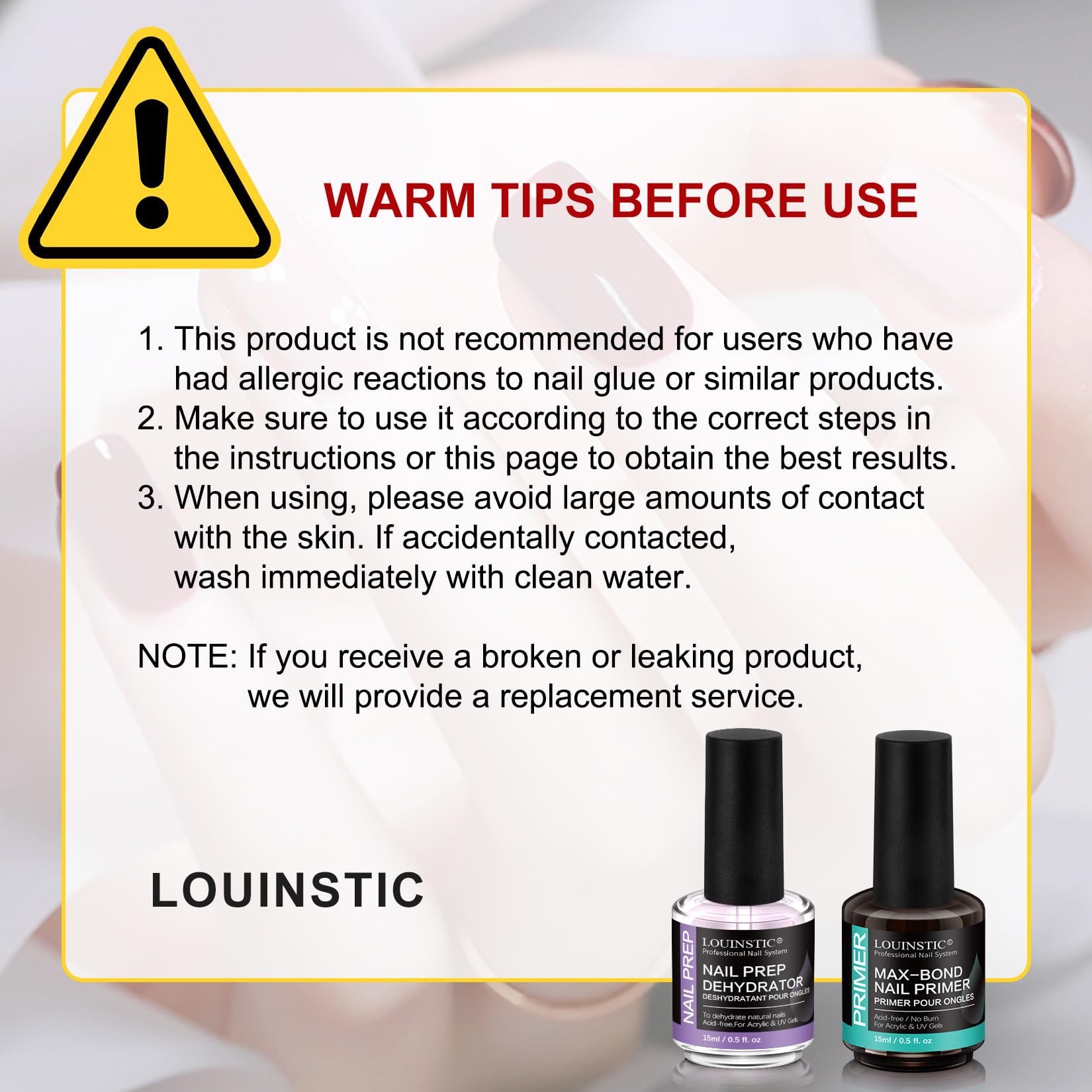 Louinstic Primer préparation soignée pour manucure durable.