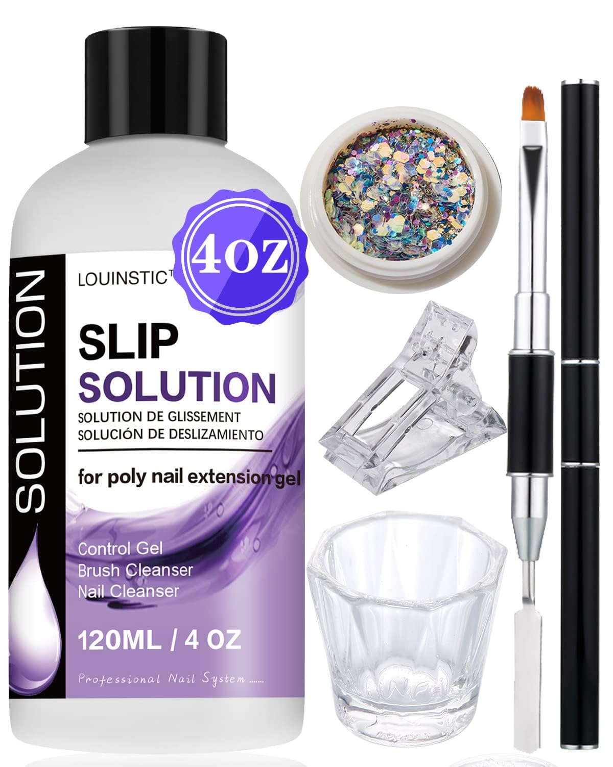 LOUINSTIC solution de glisse: bouteille 120 ml pour faciliter le glissement et le modelage.