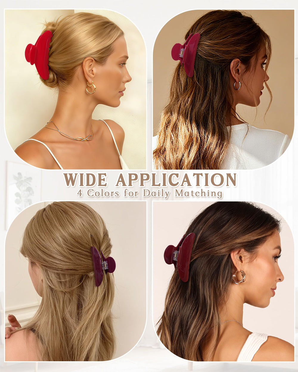 Pinces Lourny demi-queue ou chignon bas, utilisation simple et rapide.