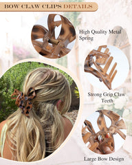 Lourny Pinces Papillon Léopard Brun Clair, idéal pour chignon rapide.