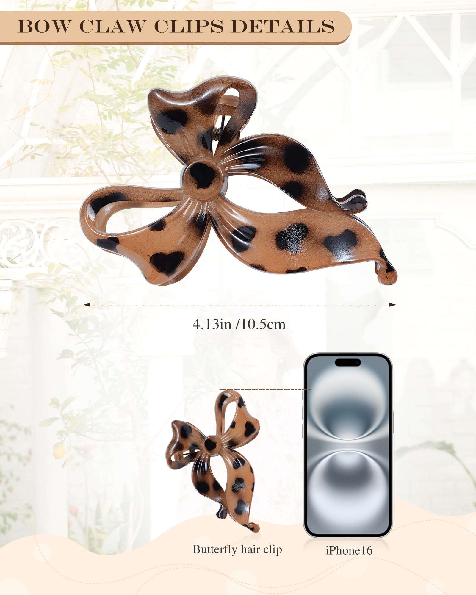Lourny Pinces Papillon Léopard Brun Foncé, accessoire tendance et sécurisant.