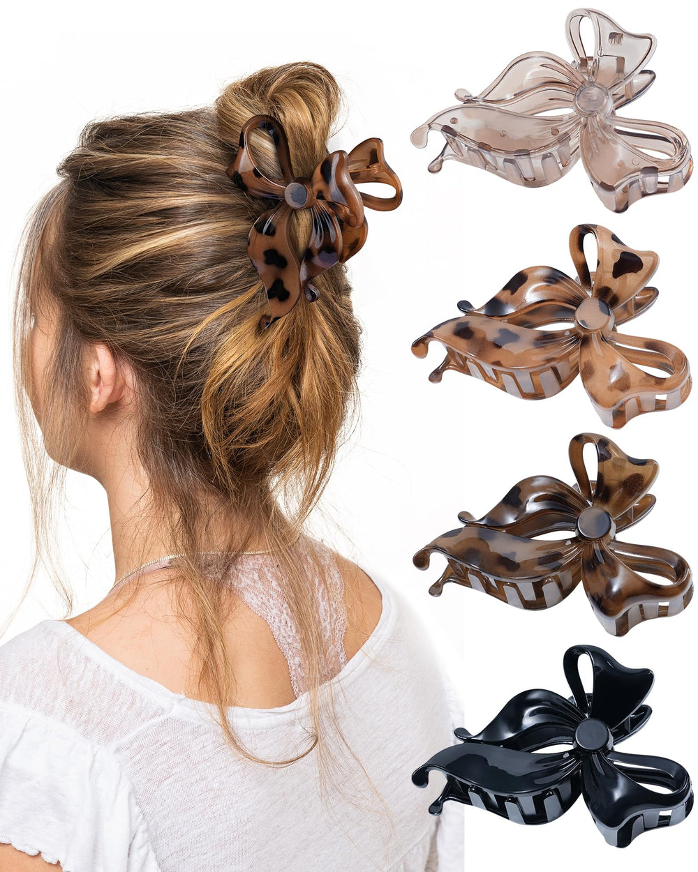 Gros plan sur les pinces Lourny Papillon Noir, maintien fiable pour cheveux fins et épais.