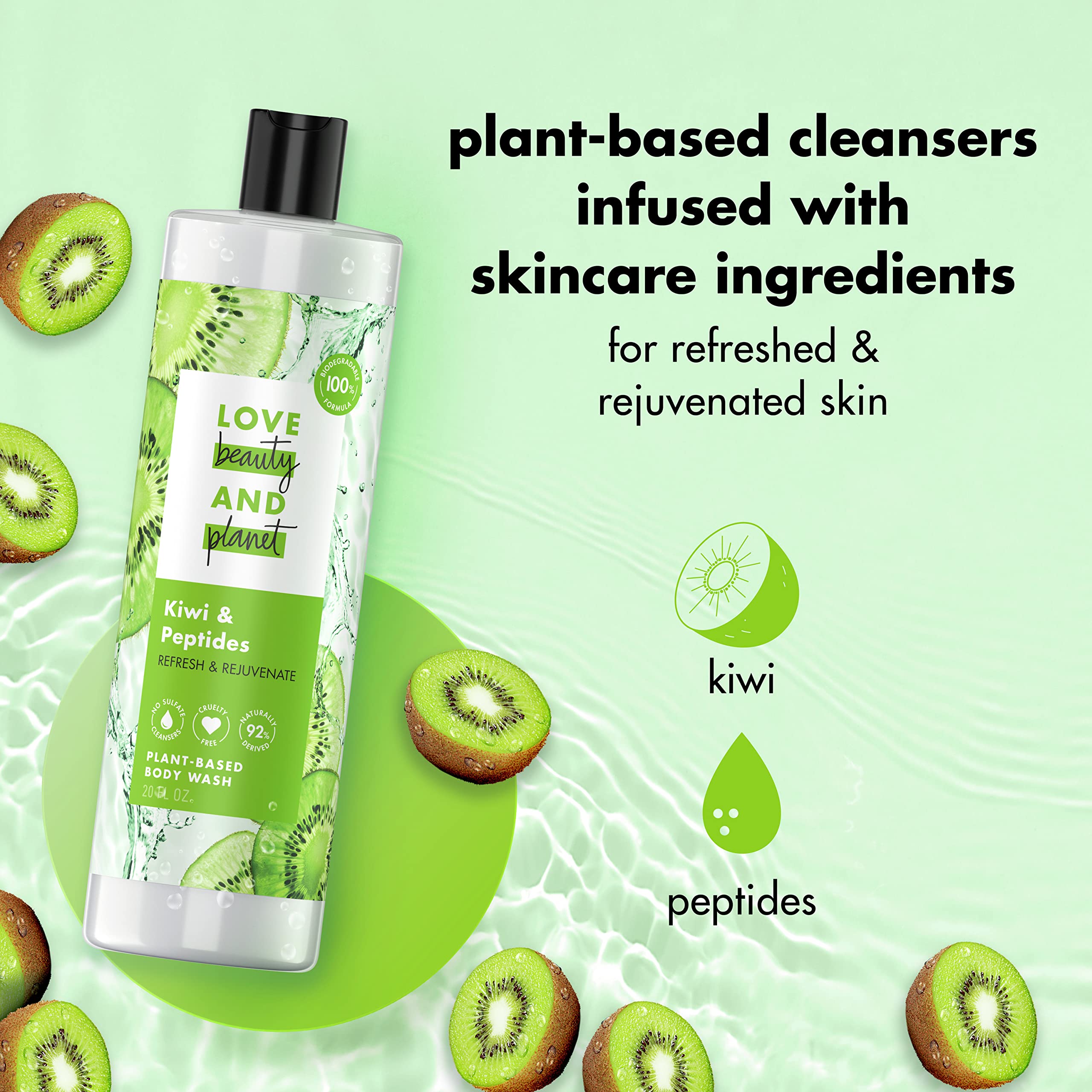 Love Beauty and Planet – bouchon pratique et bouteille en plastique recyclé.