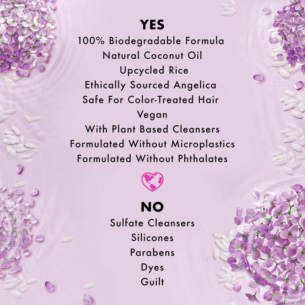 Love Beauty and Planet formule sans sulfates, lavage sûr pour cheveux sensibles.