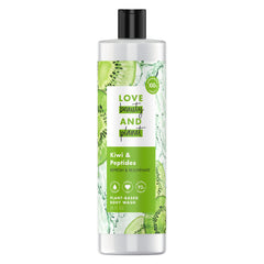 Love Beauty and Planet – bouteille kiwi-peptides, douche rafraîchissante et biodégradable.