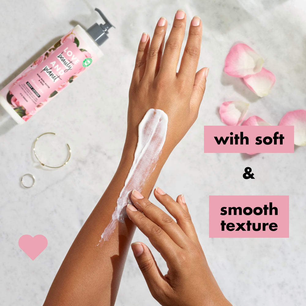 Emballage 100% recyclable de la lotion Delice Glow Love Beauty and Planet.