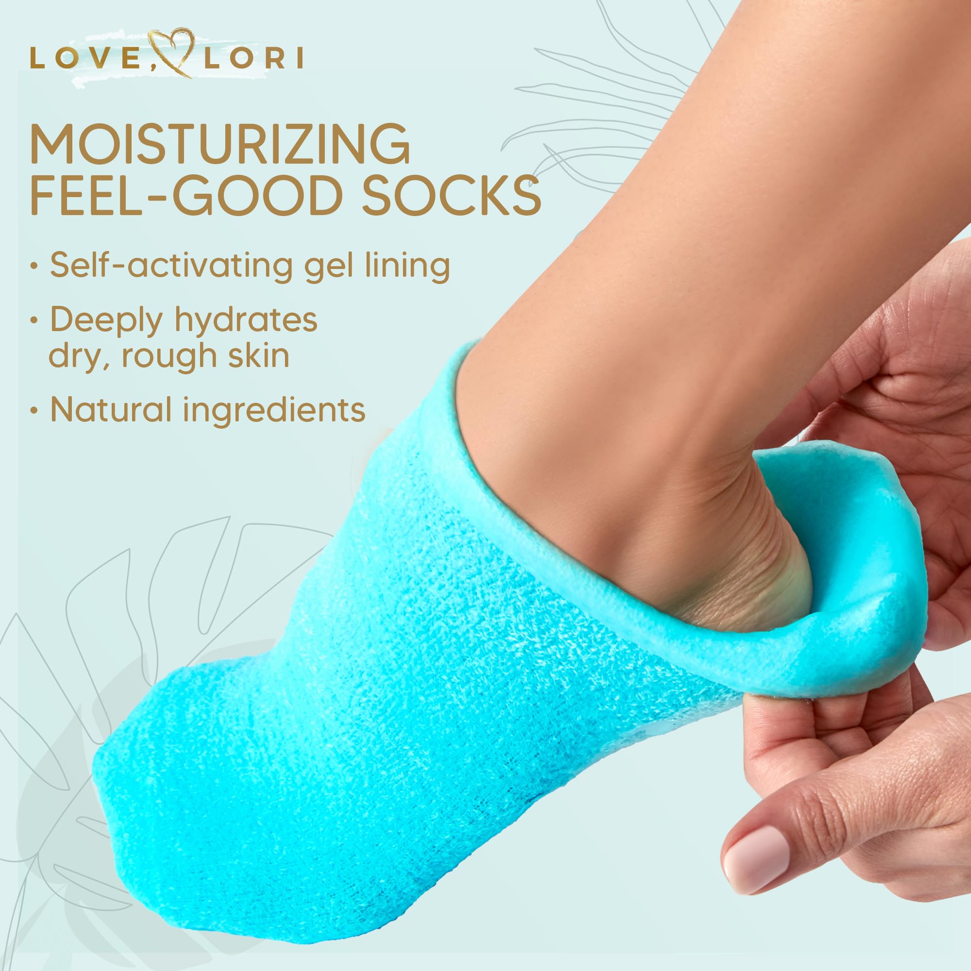 Love Lori chaussettes gel, application rapide en 20 minutes.