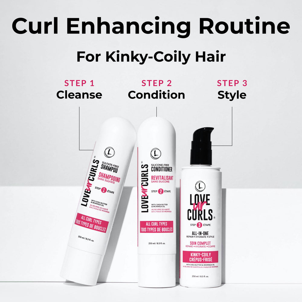 Love Ur Curls Après-shampoing hydratant démêlant pour cheveux faciles à coiffer.