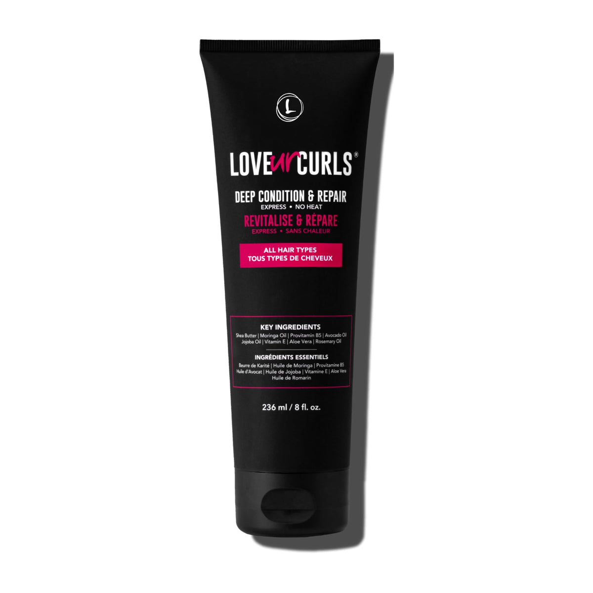 Love Ur Curls: bouteille de soin profond offrant hydratation durable.