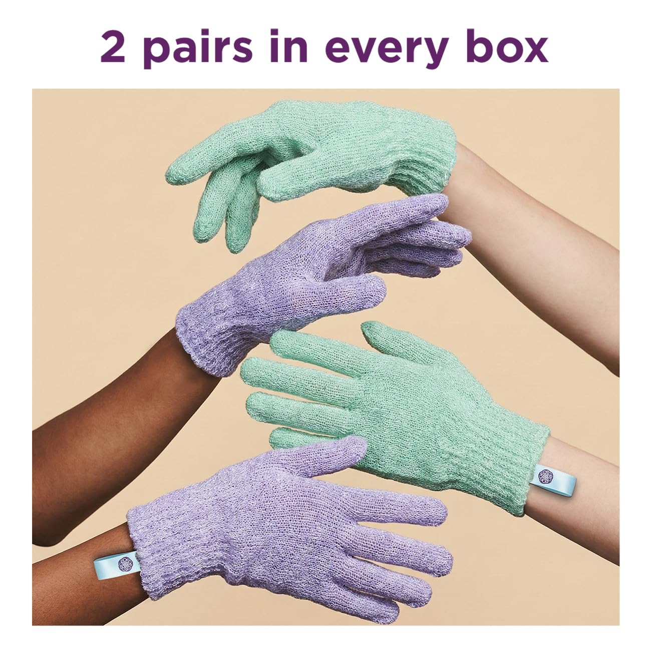 LoveBeing gants-exfoliants-corps-couleurs-assorties, variété de couleurs pour personnaliser le soin.