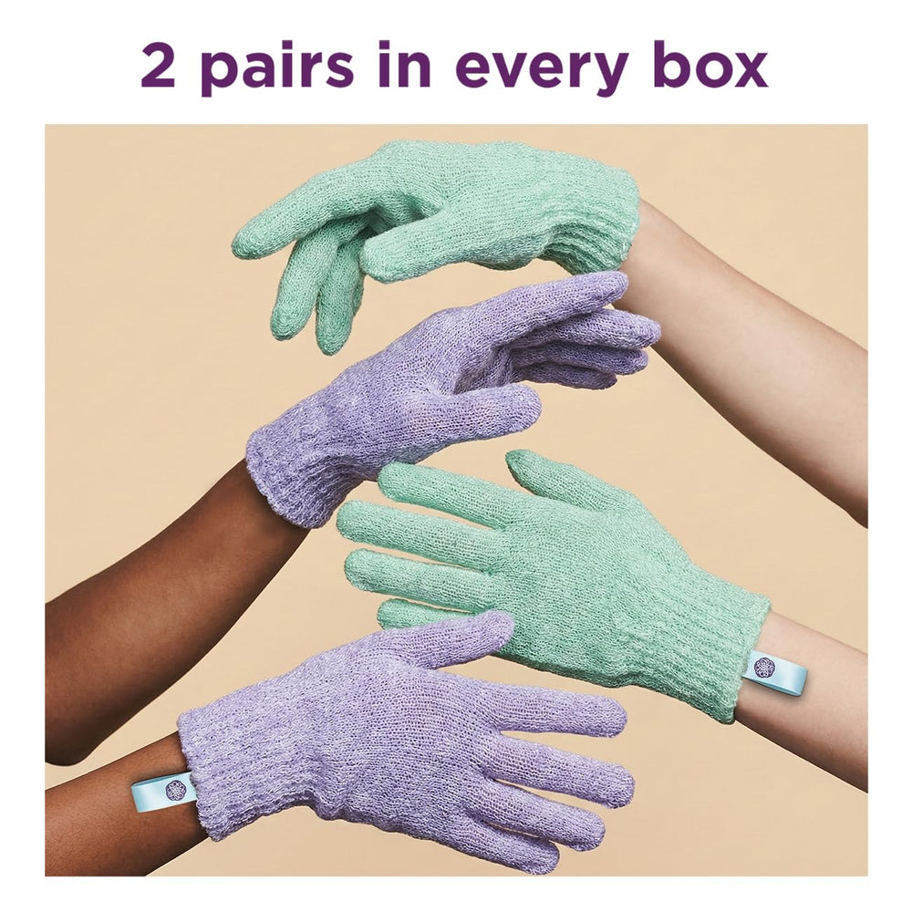LoveBeing gants-exfoliants-corps-couleurs-assorties, variété de couleurs pour personnaliser le soin.