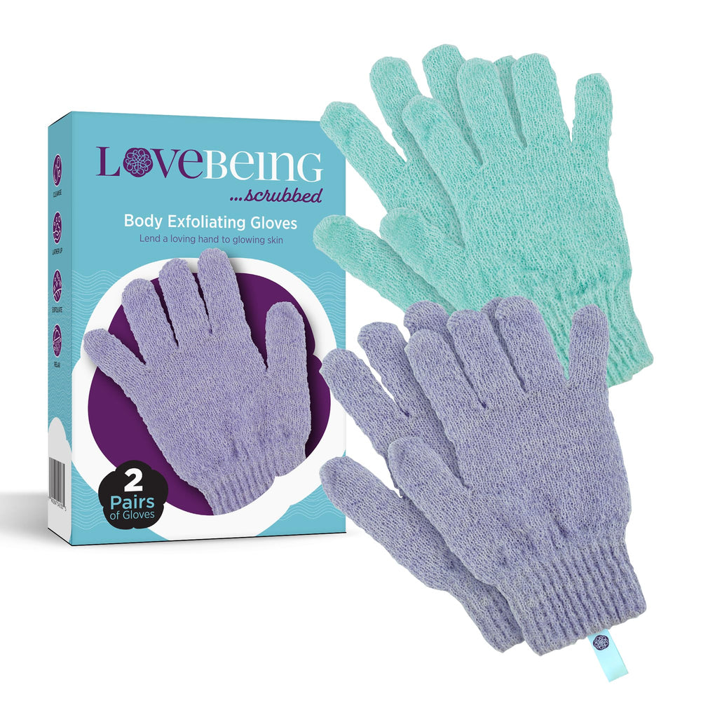 LoveBeing gants-exfoliants-ensemble-2-paires, peau plus douce après chaque douche.