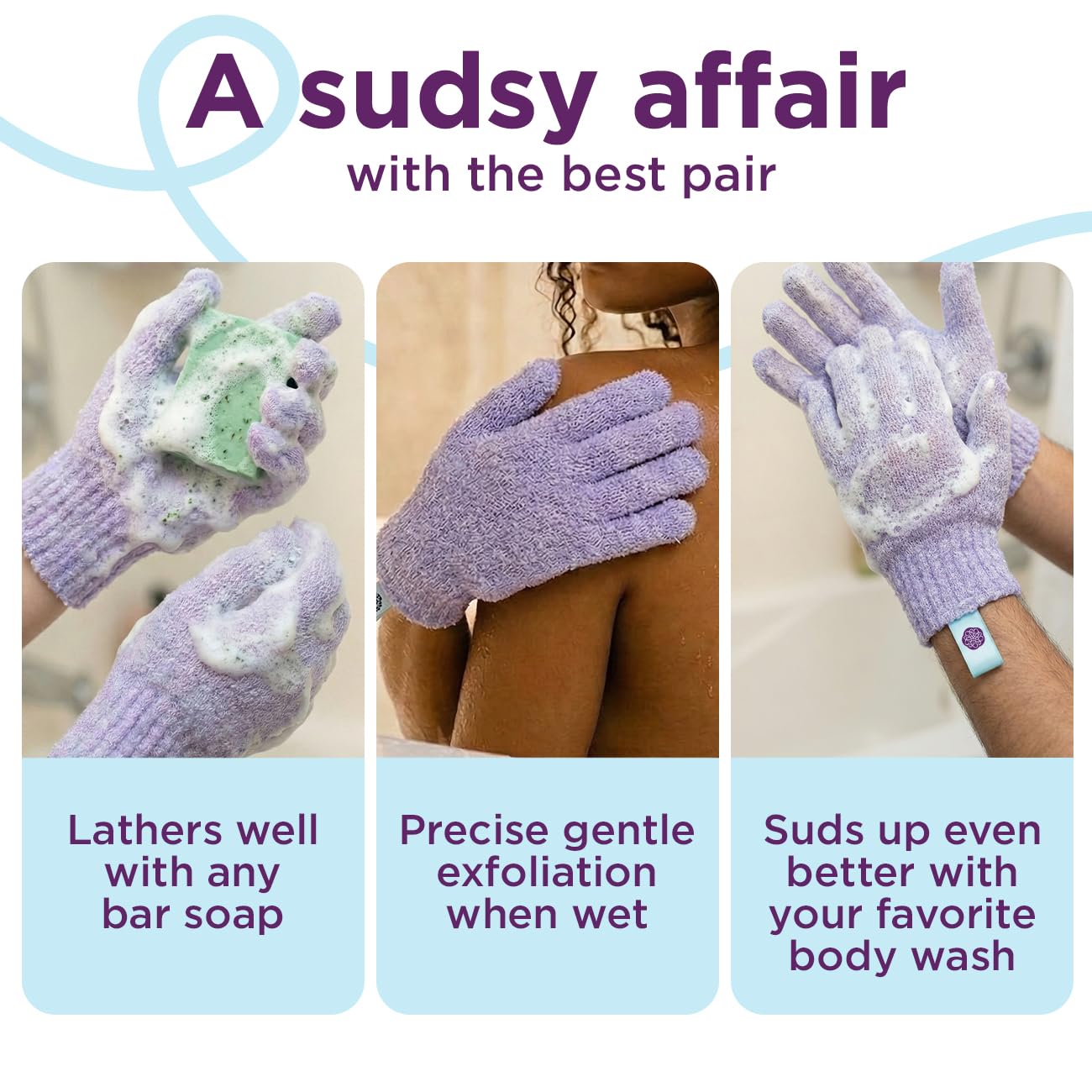 LoveBeing gants-exfoliants-corps-pores-nettoies, peau plus nette et plus lisse.