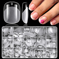 LoveOurHome embouts squoval courts transparents, emballage 360 pièces pour usage maison et salon.