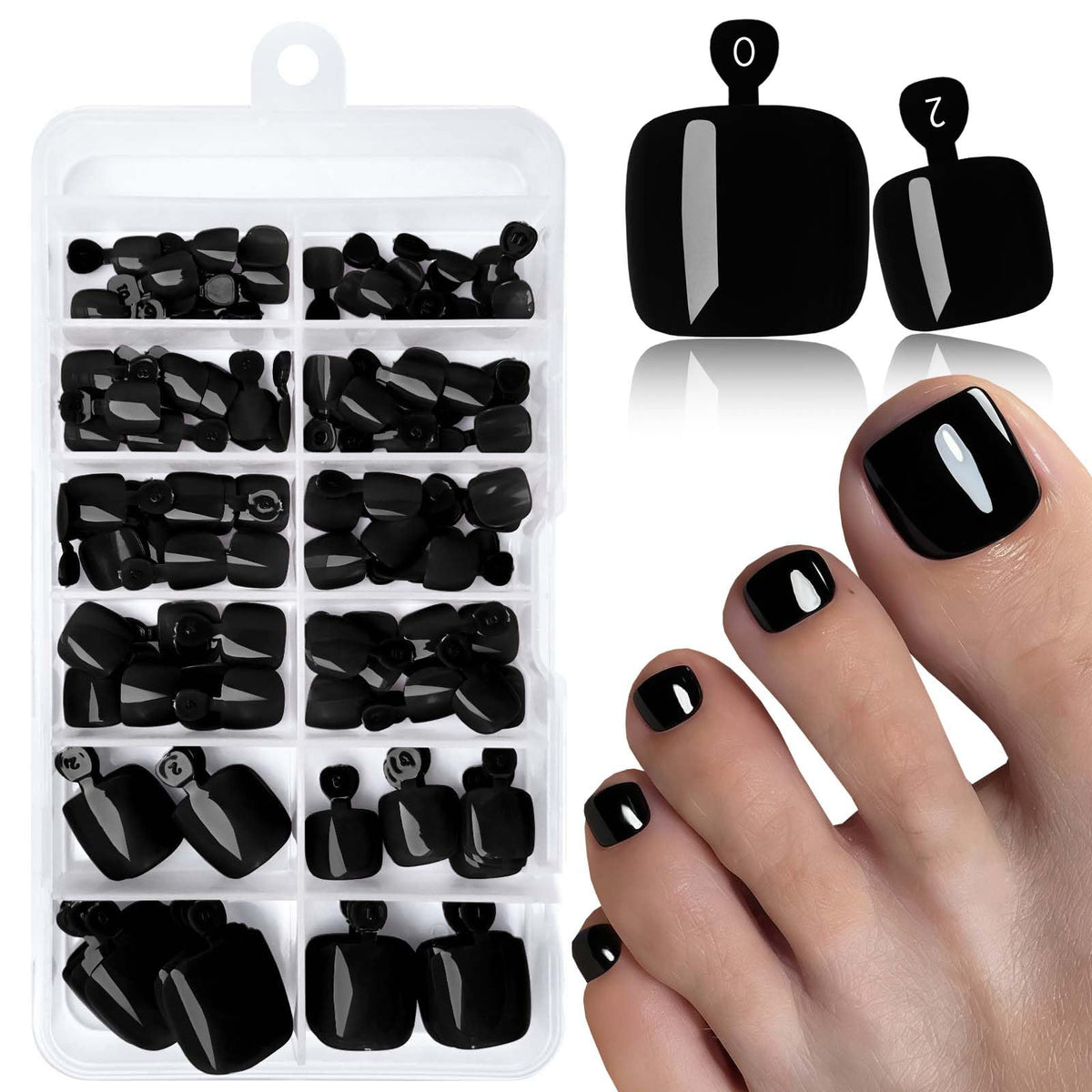 LoveOurHome kit ongles orteils noirs 120pc pour pédicure rapide à domicile.