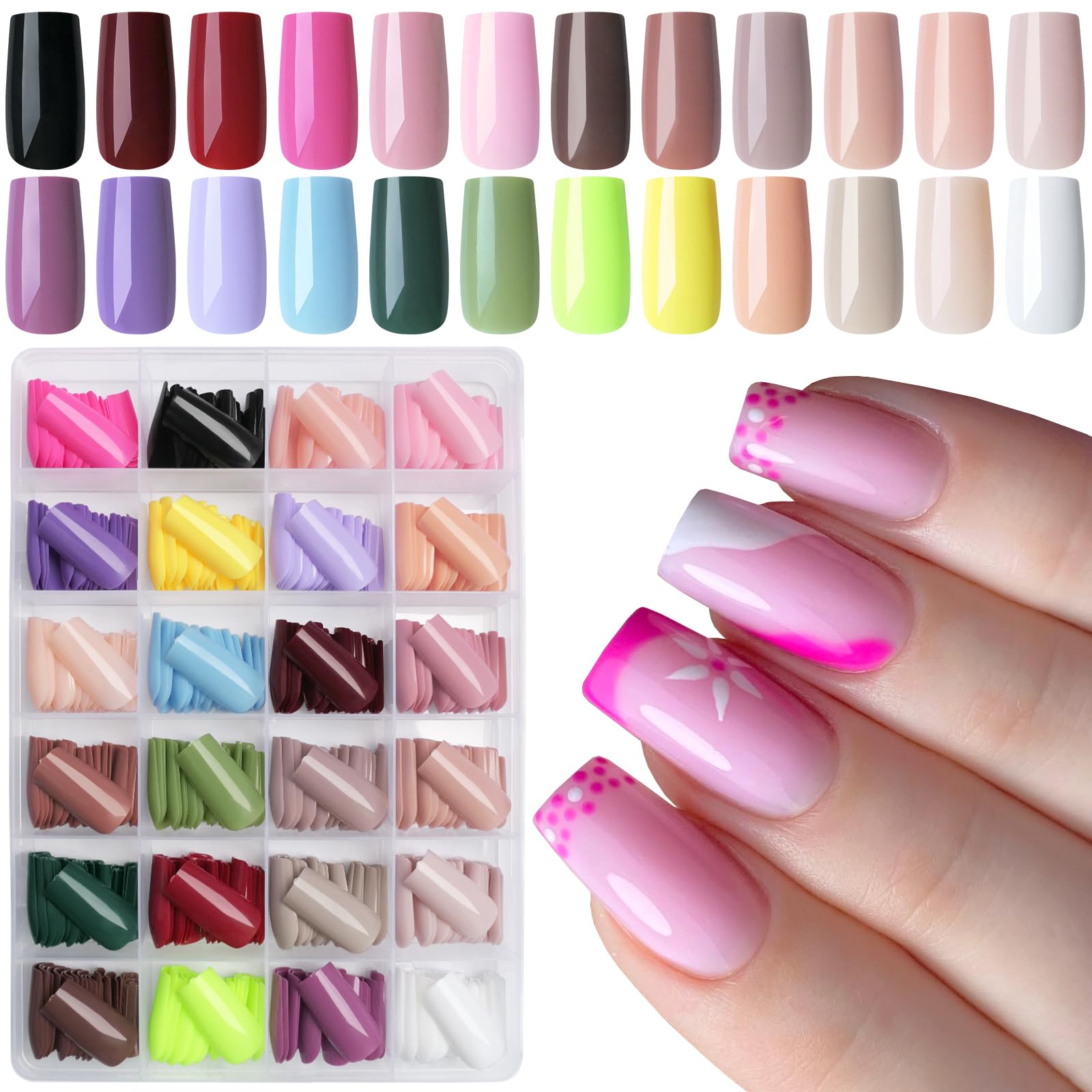 LoveOurHome ongles-carres brillants 576pc prêt à être appliqués rapidement