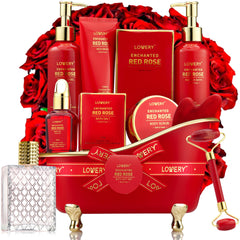 LOVERY coffret bien-être rose rouge prêt à offrir avec soin spa complet