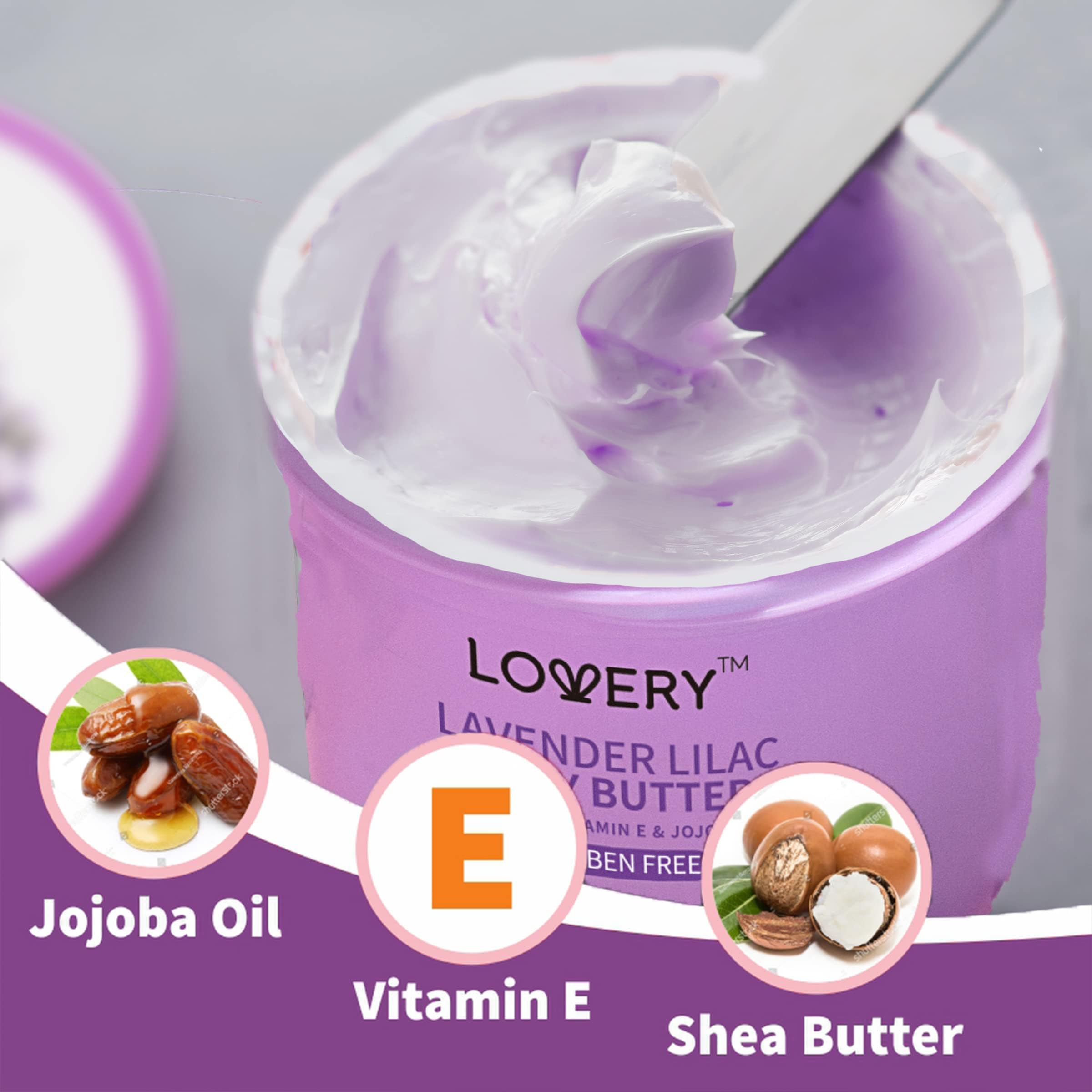 Lovery ingrédients beurre de karité jojoba vitamine E nourrissent la peau