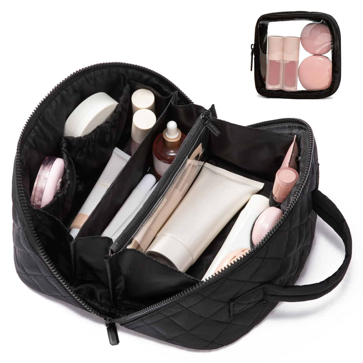 LOVEVOOK sac-maquillage voyage avec ouverture 180 degrés pour un accès rapide