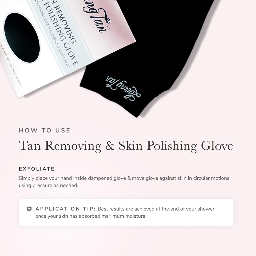 Gant Loving Tan prêt pour une routine durable et hygiénique.