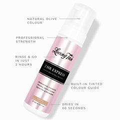 Loving Tan Mousse Express: séchage rapide en 60 secondes et finition lisse.