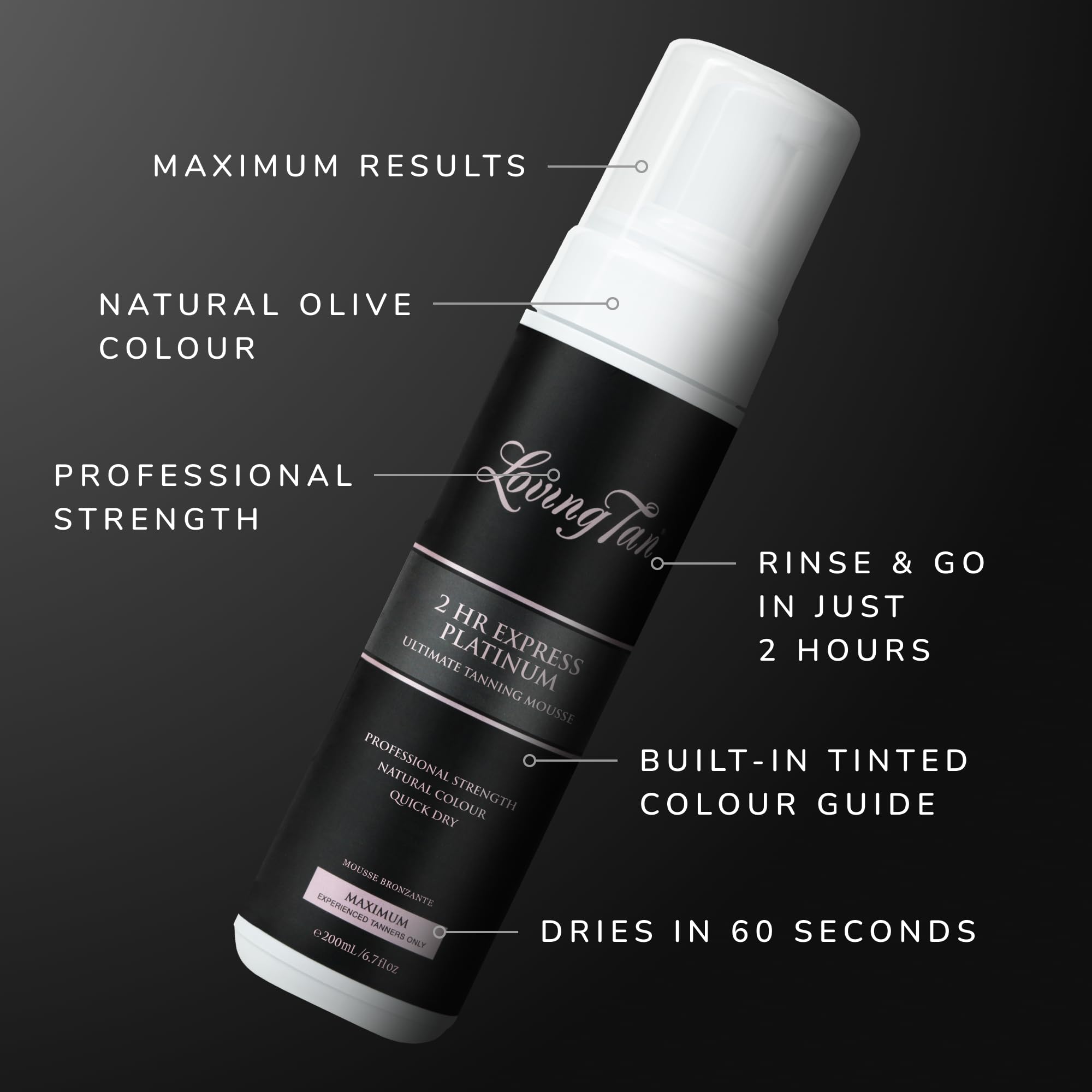 Loving Tan Platinum 2 HR Express – flacon de 6,7 oz offrant 10+ applications