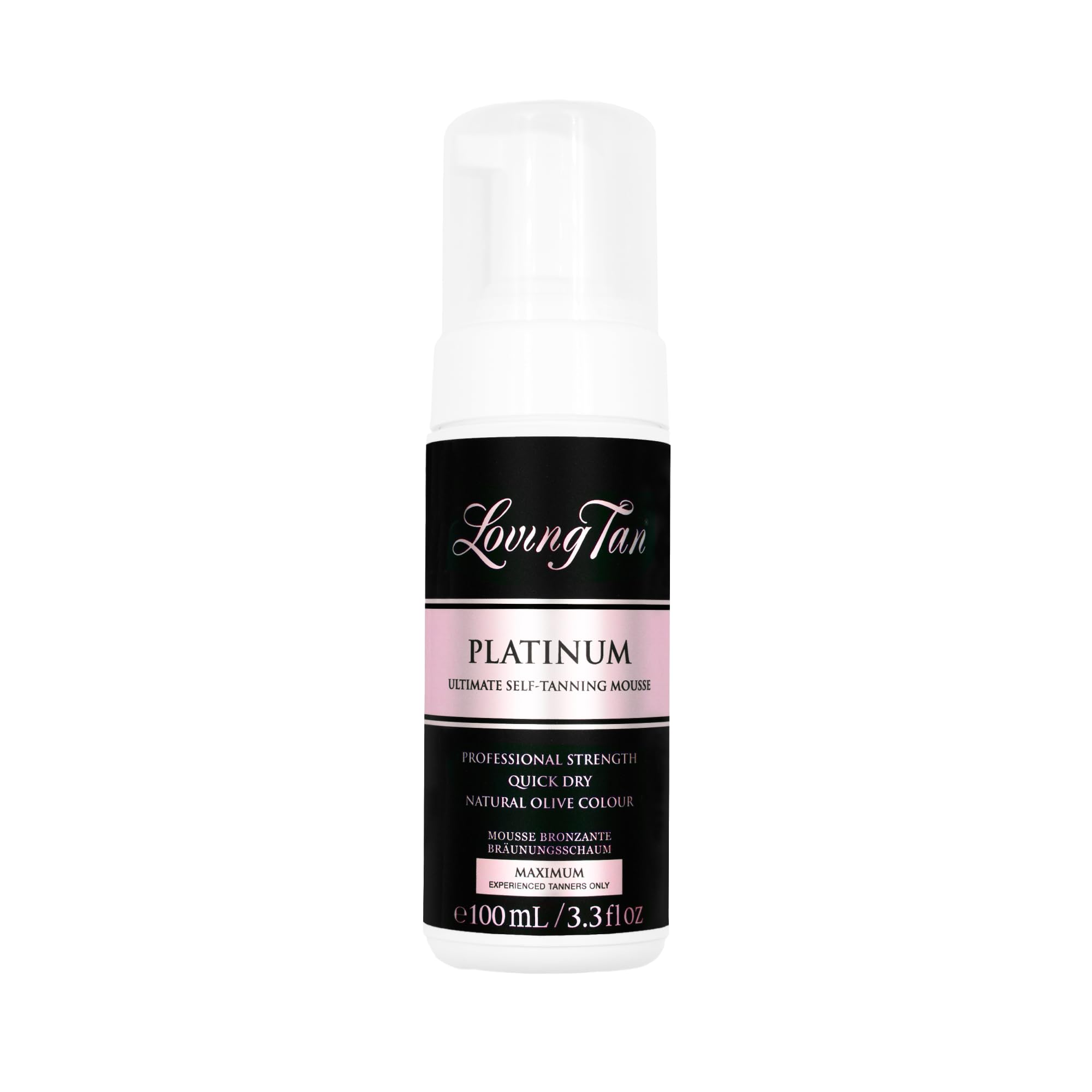 Loving Tan Platinum Mousse – emballage élégant reflétant une formule professionnelle