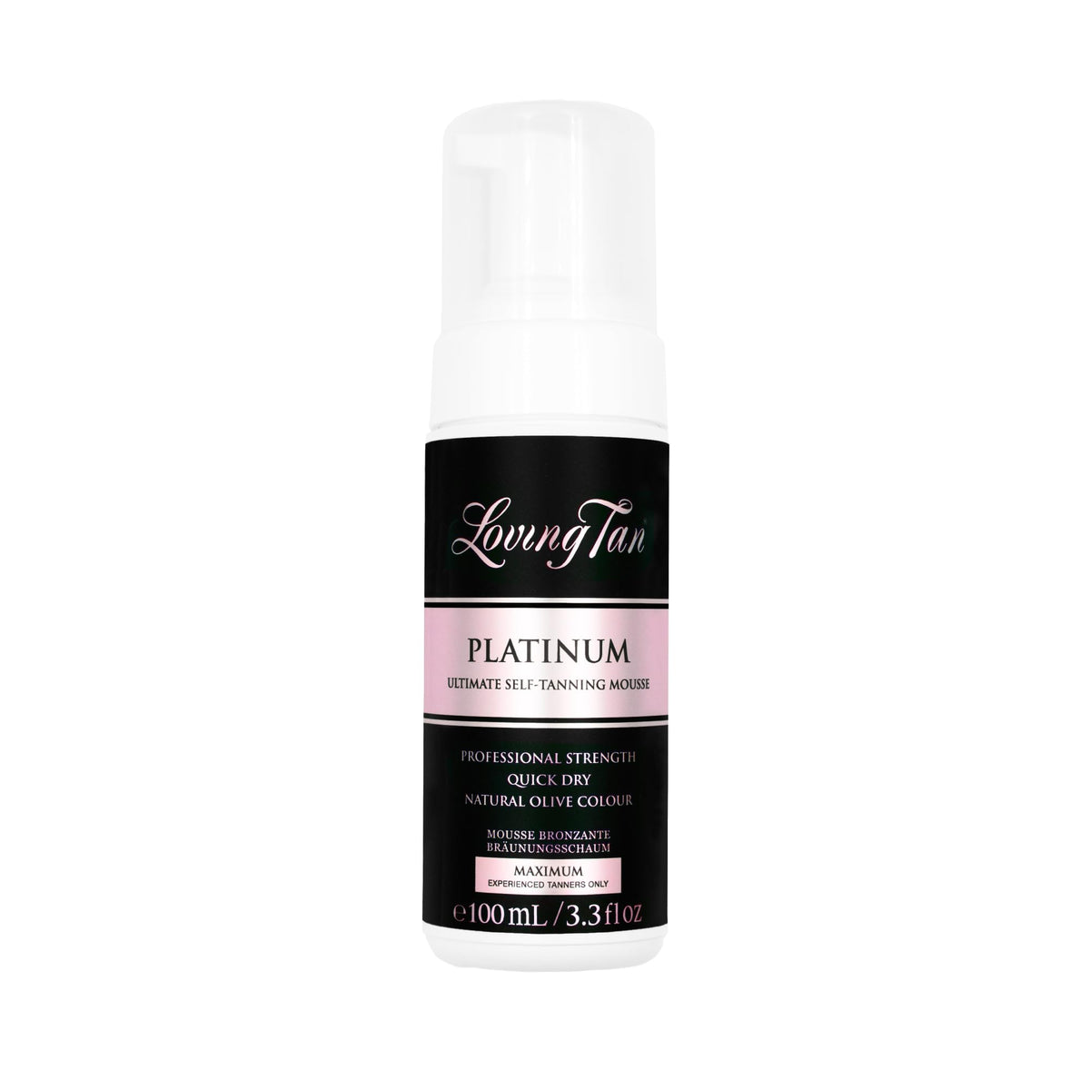 Loving Tan Platinum Mousse – emballage élégant reflétant une formule professionnelle