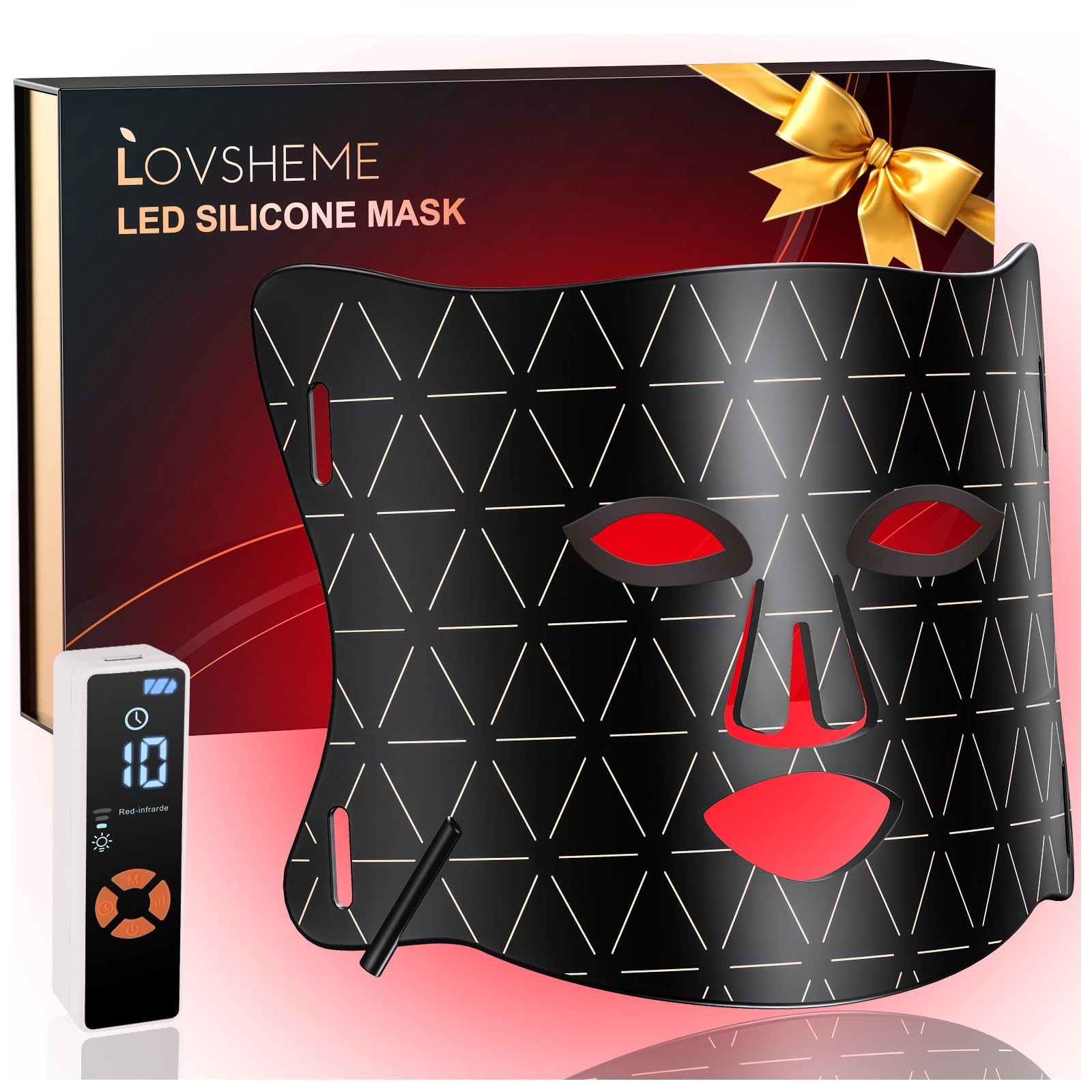 Lovsheme masque visage lumière rouge: stimulation douce pour peau lumineuse