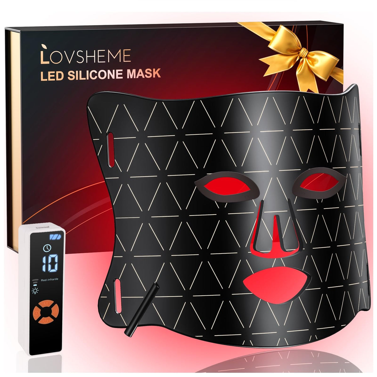 Lovsheme masque visage lumière rouge: stimulation douce pour peau lumineuse