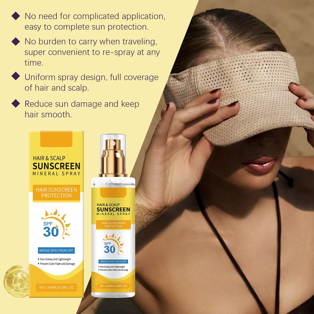LOYOTICE bouteille solaire pour cheveux, application rapide et non grasse.